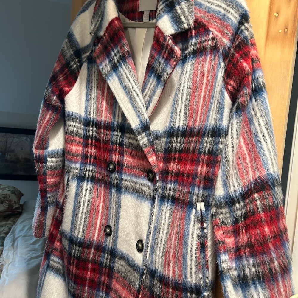 ASOS Red and Blue tartan coat